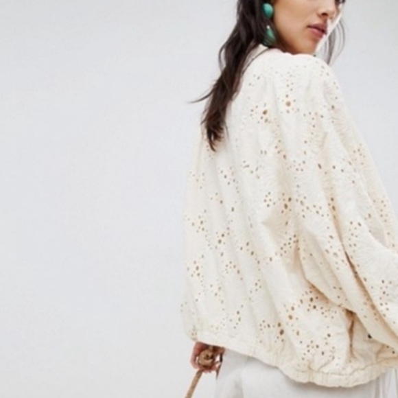 FP Daisy Jane Cotton Embroidered Bomber Jacket cottagecore grannycore boho - Picture 2 of 13